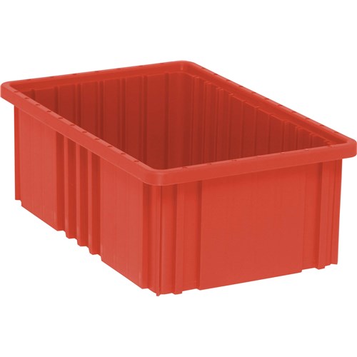 Quantum Storage Systems DG92060-RD - Dividable Grid Tote Box - I.D. 14.875" L x 9.25" W x 5.5" H - Red - 8/Carton