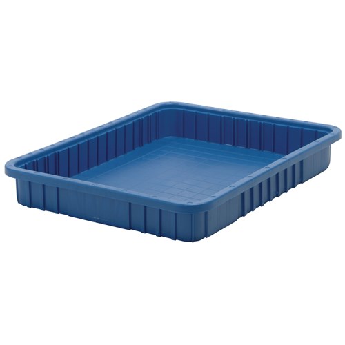 Quantum Storage Systems DG93030-BL - Dividable Grid Tote Box - I.D. 20.625" L x 15.625" W x 2.5" H - Blue - 6/Carton