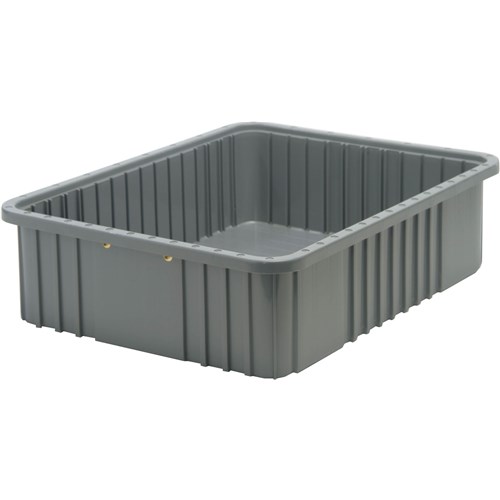 Quantum Storage Systems DG93060-GY - Dividable Grid Tote Box - I.D. 20.625" L x 15.625" W x 5.5" H - Gray - 3/Carton