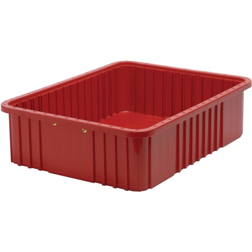 Quantum Storage Systems DG93060-RD - Dividable Grid Tote Box - I.D. 20.625" L x 15.625" W x 5.5" H - Red - 3/Carton