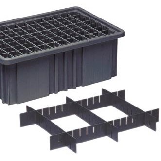 Quantum Storage Systems DS92035CO - Short Divider for Dividable Grid Tote Box DG92035 - Conductive - Black - 6/Carton