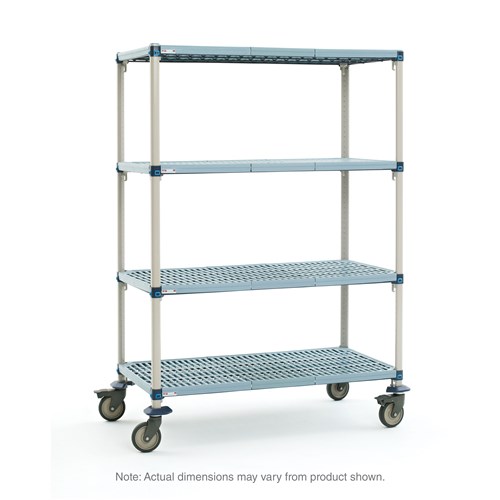 InterMetro Industries Q336EG3 Q336EG3 4-Shelf Industrial Plastic Shelving Mobile Cart - Open Grid Shelves - 18" x 36" x 68"