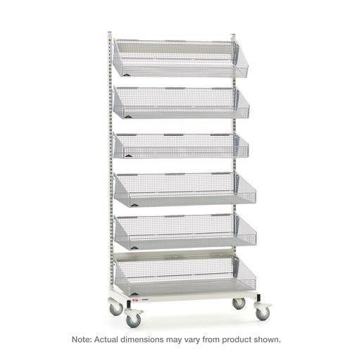 InterMetro Industries QB118-M6 qwikSIGHT Mobile Single-Sided 6-Basket Shelving Unit - 18" L