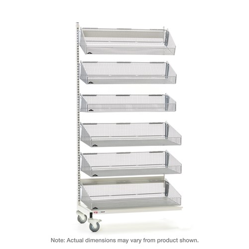 InterMetro Industries QB118-M6A qwikSIGHT Mobile Single-Sided 6-Basket Shelving Add-On Unit - 18" L