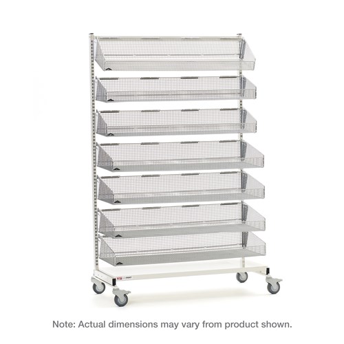 InterMetro Industries QB118-M7 qwikSIGHT Mobile Single-Sided 7-Basket Shelving Unit - 18" L