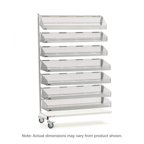 InterMetro Industries QB118-M7A qwikSIGHT Mobile Single-Sided 7-Basket Shelving Add-On Unit - 18" L