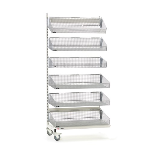 InterMetro Industries QB136-M6A qwikSIGHT Mobile Single-Sided 6-Basket Shelving Add-On Unit - 36" L