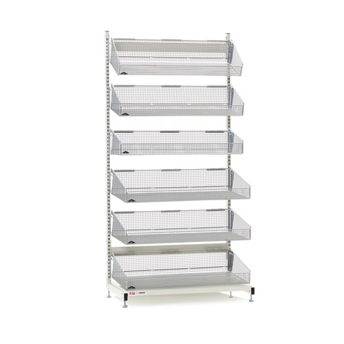 InterMetro Industries QB136-S6 qwikSIGHT Stationary Single-Sided 6-Basket Shelving Unit - 36" L