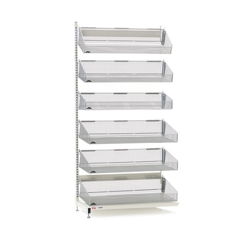 InterMetro Industries QB136-S6A qwikSIGHT Stationary Single-Sided 6-Basket Shelving Add-On Unit - 36" L