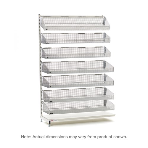 InterMetro Industries QB136-S7A qwikSIGHT Stationary Single-Sided 7-Basket Shelving Add-On Unit - 36" L