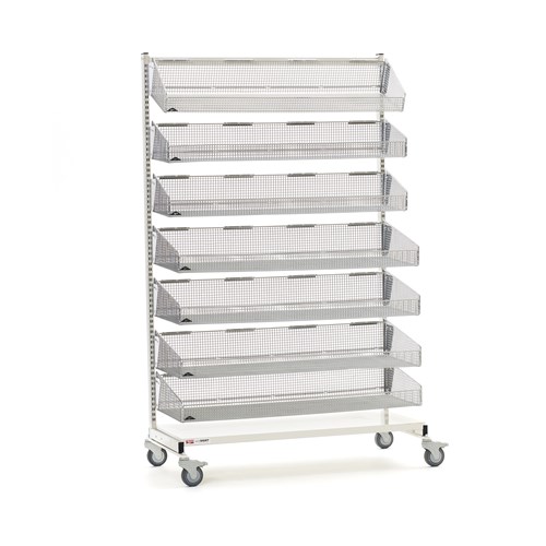 InterMetro Industries QB148-M7 qwikSIGHT Mobile Single-Sided 7-Basket Shelving Unit - 48" L