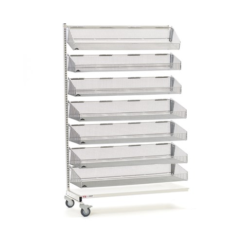 InterMetro Industries QB148-M7A qwikSIGHT Mobile Single-Sided 7-Basket Shelving Add-On Unit - 48" L