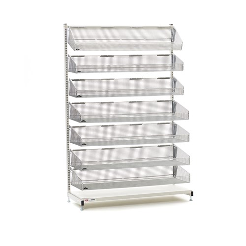 InterMetro Industries QB148-S7 qwikSIGHT Stationary Single-Sided 7-Basket Shelving Unit - 48" L