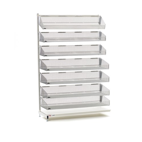 InterMetro Industries QB148-S7A qwikSIGHT Stationary Single-Sided 7-Basket Shelving Add-On Unit - 48" L