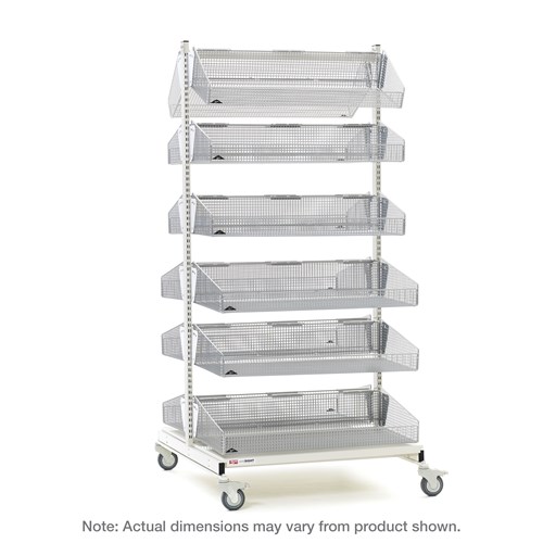 InterMetro Industries QB218-M12 qwikSIGHT Mobile Double-Sided 12-Basket Shelving Unit - 18" L