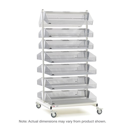 InterMetro Industries QB218-M14 qwikSIGHT Mobile Double-Sided 14-Basket Shelving Unit - 18" L