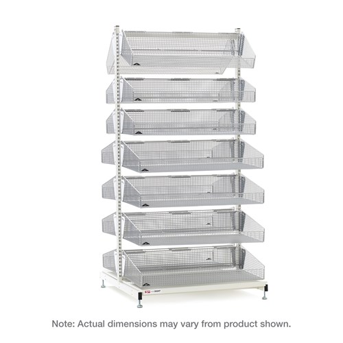 InterMetro Industries QB218-S14 qwikSIGHT Stationary Double-Sided 14-Basket Shelving Unit - 18" L