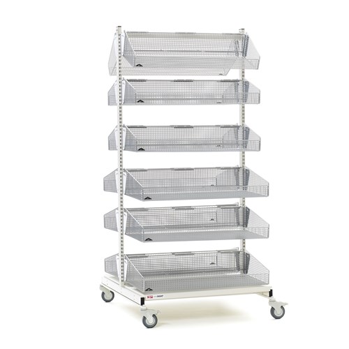 InterMetro Industries QB236-M12 qwikSIGHT Mobile Double-Sided 12-Basket Shelving Unit - 36" L