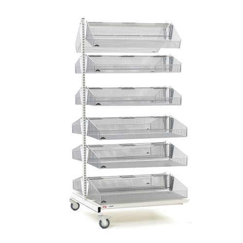 InterMetro Industries QB236-M12A qwikSIGHT Mobile Double-Sided 12-Basket Shelving Add-On Unit - 36" L