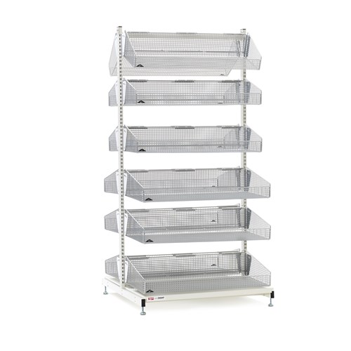 InterMetro Industries QB236-S12 qwikSIGHT Stationary Double-Sided 12-Basket Shelving Unit - 36" L