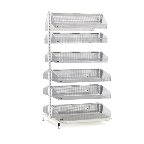 InterMetro Industries QB236-S12A qwikSIGHT Stationary Double-Sided 12-Basket Shelving Add-On Unit - 36" L