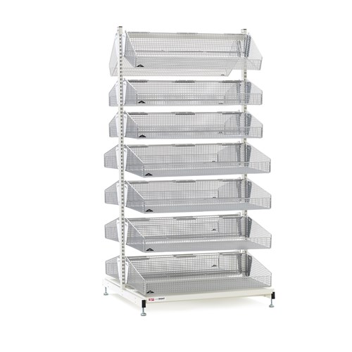 InterMetro Industries QB236-S14 qwikSIGHT Stationary Double-Sided 14-Basket Shelving Unit - 36" L