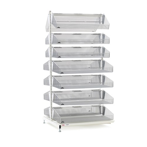 InterMetro Industries QB236-S14A qwikSIGHT Stationary Double-Sided 14-Basket Shelving Add-On Unit - 36" L