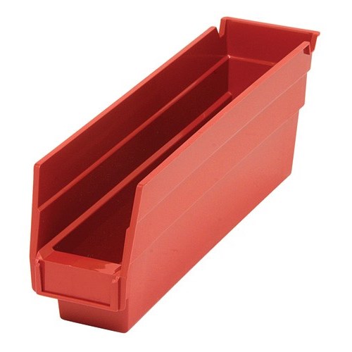 Quantum QSB114-RD - Economy 4" Shelf Bins - 23.625" x 8.375" x 4" - Red - 6/Carton