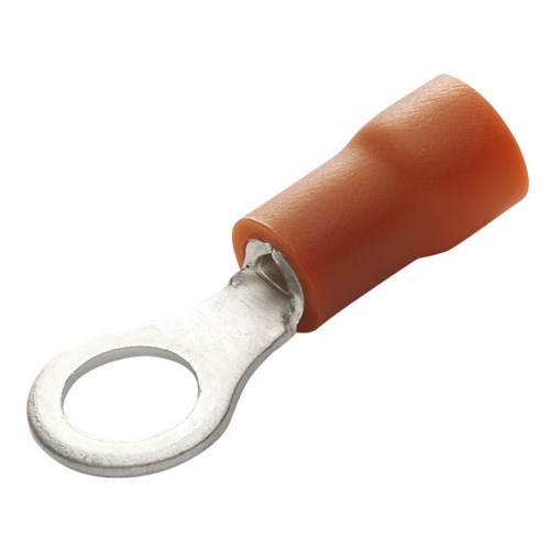 Eclipse 902-437-10 - Insulated PVC Ring Terminal - 22-16AWG - #6 Stud Size - Brazed Seam - Red - 10/Pack