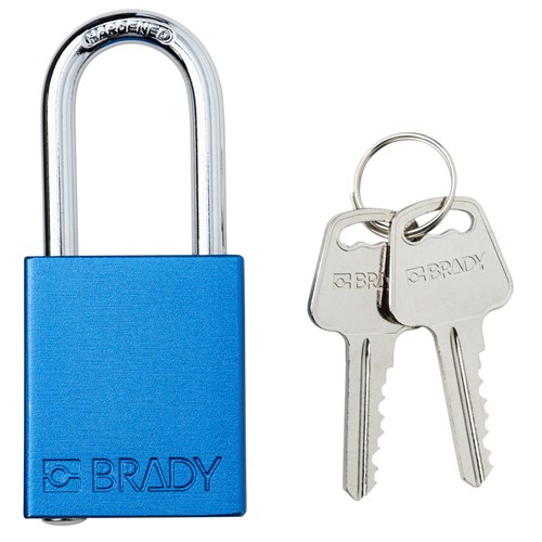 Brady SDAL-BLU-38ST-KD (153739) Safety Lockout Padlock - Aluminum - 1.5" - Steel Shackle - Blue Keyed Different