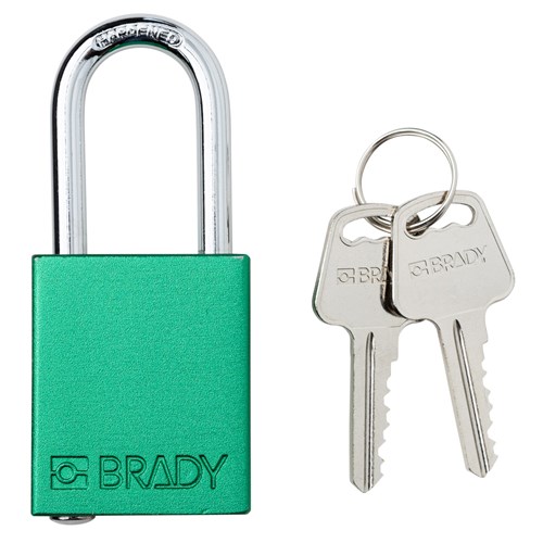 Brady SDAL-GRN-38ST-KD (153741) Safety Lockout Padlock - Aluminum - 1.5" - Steel Shackle - Green Keyed Different