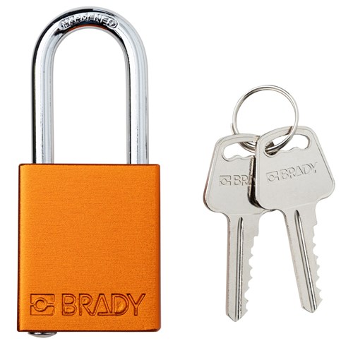 Brady SDAL-ORG-38ST-KD (153740) Safety Lockout Padlock - Aluminum - 1.5" - Steel Shackle - Orange Keyed Different