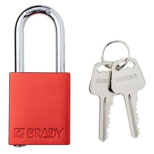 Brady SDAL-RED-38ST-KD (153737) Safety Lockout Padlock - Aluminum - 1.5" - Steel Shackle - Red Keyed Different