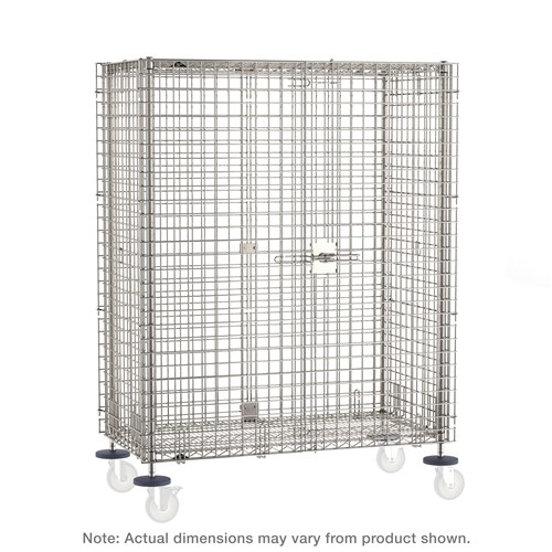 InterMetro Industries SEC35S-SD Super Erecta Standard-Duty Stem Caster Security Shelving Unit - Stainless Steel - 21.5" x 52.75" x 62" (Casters Not Included)