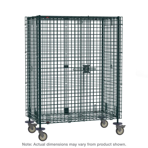 InterMetro Industries SEC53VK3 Super Erecta Mobile Security Shelving Unit - Metroseal Green Epoxy - 27.25" x 40.75" x 68.4375"