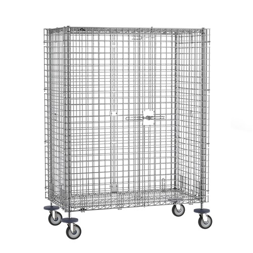 InterMetro Industries SEC55DC Super Erecta Mobile Security Shelving Unit - Chrome - 27.25" x 52.75" x 67.9375"