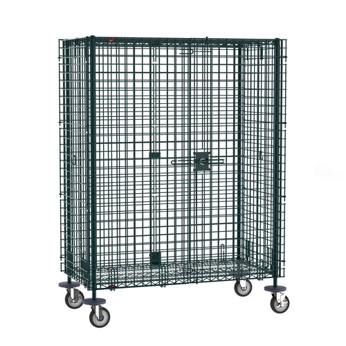 InterMetro Industries SEC55EK3 Super Erecta Mobile Security Shelving Unit - Metroseal Green Epoxy - 27.25" x 52.75" x 67.9375"