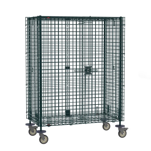 InterMetro Industries SEC55VK3 Super Erecta Mobile Security Shelving Unit - Metroseal Green Epoxy - 27.25" x 52.75" x 68.4375"