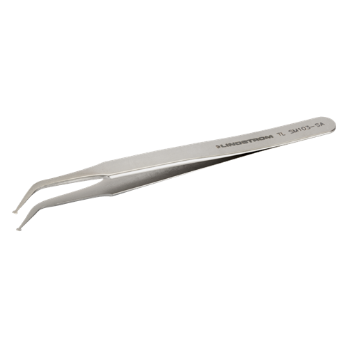 Lindstrom SM103-SA Stainless Steel SMD Tweezers Anti-Acid Anti-Magnetic Body for Handling - Positioning at 45° Angle - 4.53" (115 mm)