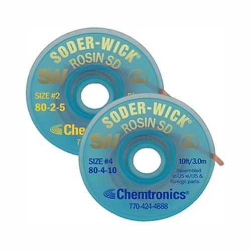 Chemtronics SW18045 - Soder-Wick Desoldering Braid w/SD Bobbin - 5' - #4 Blue 0.110"/2.8 mm - 6 Cans/Case