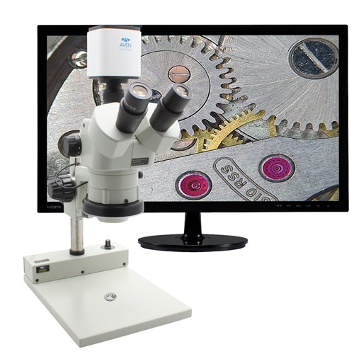 Aven SPZV-50-258-512 Stereo Zoom Trinocular Microscope SPZV-50 - 6.7X - 50X - Mighty Cam Pro - PLED Stand