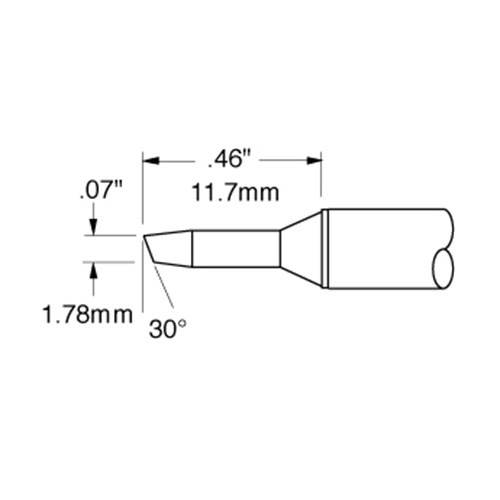 Metcal STTC-005 - STTC 600 Series Chisel Soldering Tip Cartridge - 1.78 mm (0.07") - 30°