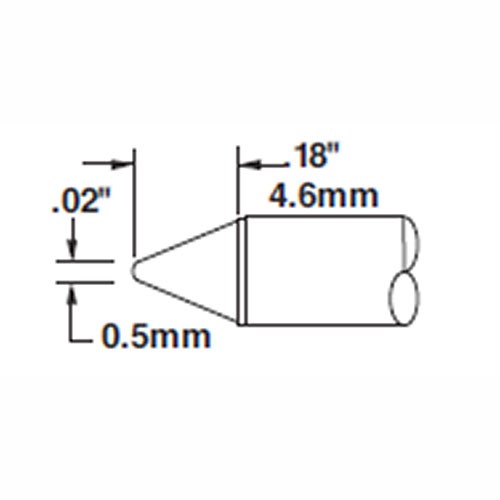 Metcal STTC-011 - STTC 600 Series Long Conical Soldering Tip Cartridge - 0.5 mm (0.02")