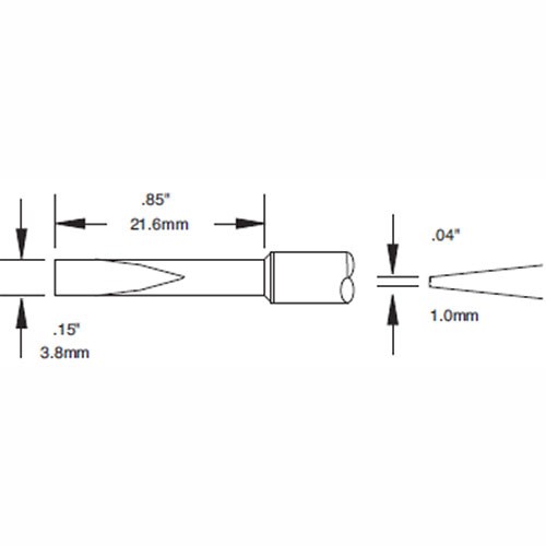 Metcal STTC-020 - STTC 600 Series Large Chisel Soldering Tip Cartridge - 3.8 mm (0.15") - 12°