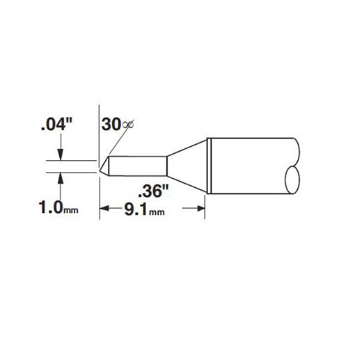 Metcal STTC-024 - STTC 600 Series Conical Soldering Tip Cartridge - 1 mm (0.04") - 30°