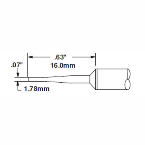 Metcal STTC-042 - STTC 600 Series Long Bent Conical Soldering Tip Cartridge - 1.78 mm (0.07") - 60°