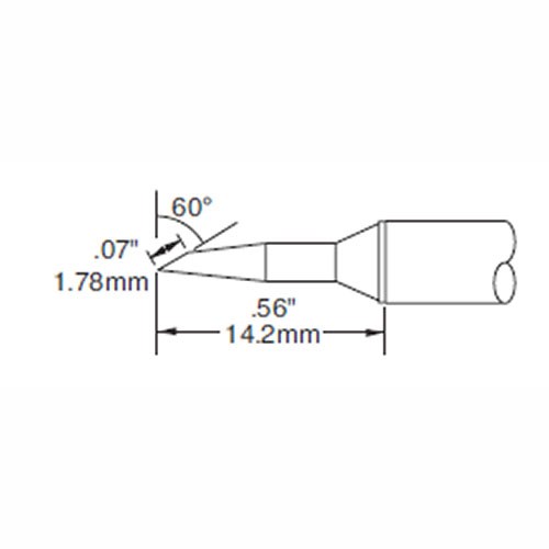 Metcal STTC-547 - STTC 500 Series Long Bevel Soldering Tip Cartridge - 1.78 mm (0.07") - 60°