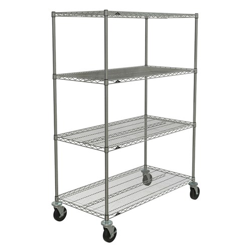 InterMetro Industries (Metro) SE-183680C-MU-4 - Super Erecta 4-Shelf Industrial Wire Shelving Stem Caster Cart - Chrome - 18" x 36" x 80"