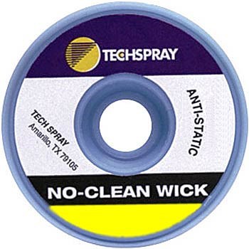 Techspray 1821-10F - No-Clean Desoldering Braid - Anti-Static Bobbin - 10' Spool - #2 Yellow