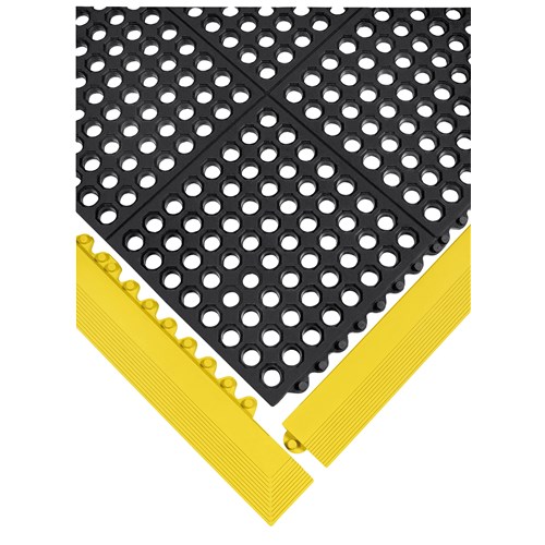 Wearwell 572.EdgingFNBRYL - 24/Seven® Modular Interlocking Anti-Fatigue Tile Female Edge - 100% Nitrile (NBR) - 3" x 39" - Yellow